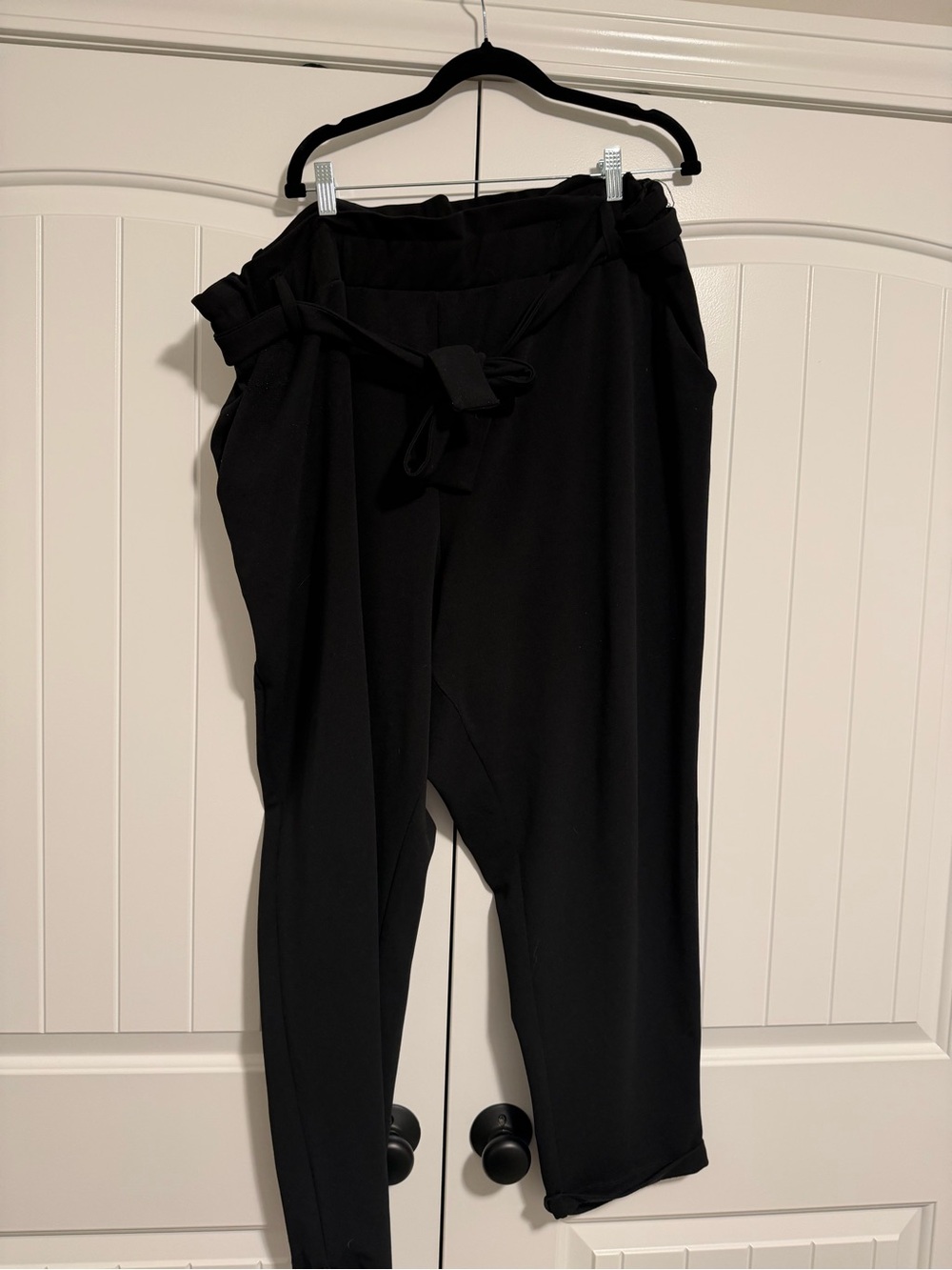 Maurices Black Wide-Leg Paperbag Pants with Tie Waist